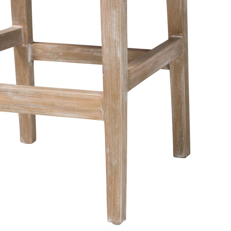 bali & pari Ashford Whitewash Rattan Counter Stool - Mahogany Wood Frame with Handwoven Wicker Backrest and Braided Rope Inserts for Coastal Kitchen image number 5