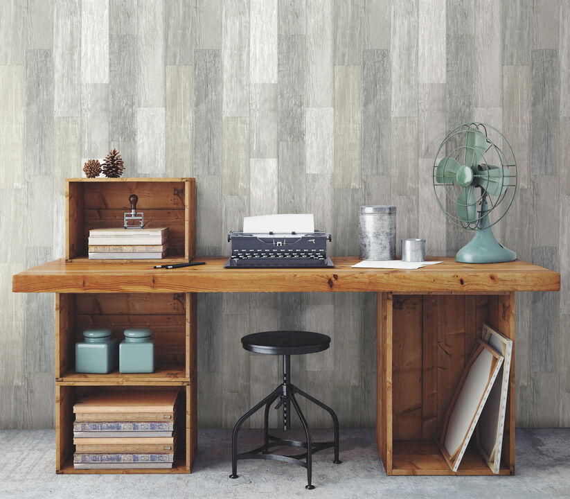 Bleached Pallet Board White Wallpaper