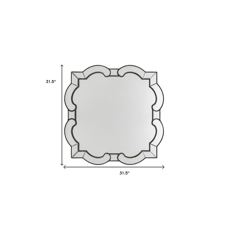 HomeRoots 32" Clear Scalloped Glass Framed Accent Mirror image number 6