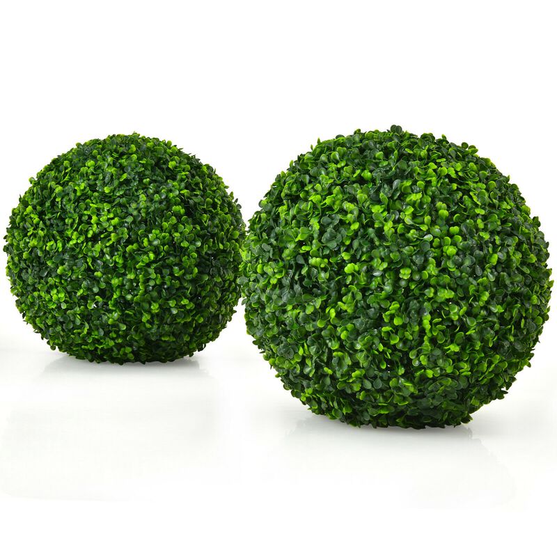 2 Pieces Artificial Boxwood Topiary Ball Tree Set