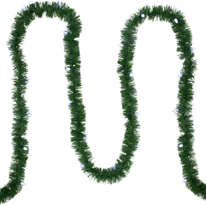 18' x 3" Pre-Lit Pine Artificial Christmas Garland  Pure White LED Faceted Lights image number 2