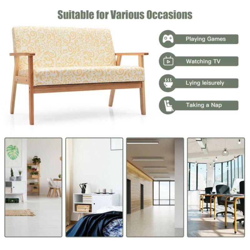 Hivvago Modern Fabric Loveseat Sofa Couch Upholstered 2-Seat Armchair