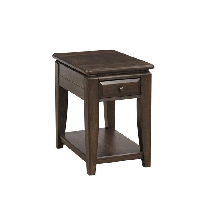 FurniFact Mahogany Side Table with 1 Drawer &ndash; Wooden Table for Bedroom or Living Room