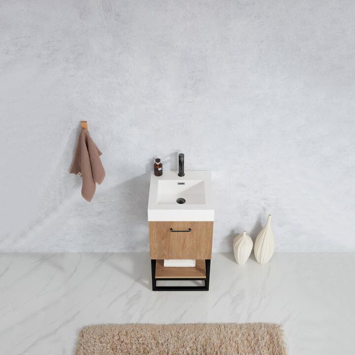 Vinnova Design 18B Single Sink Bath Vanity with White Grain Stone Countertop