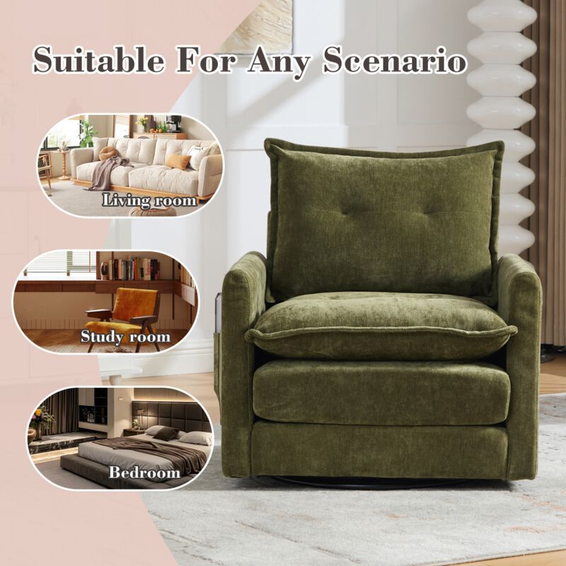 Secra Modern Chenille Swivel Accent Chair image number 3