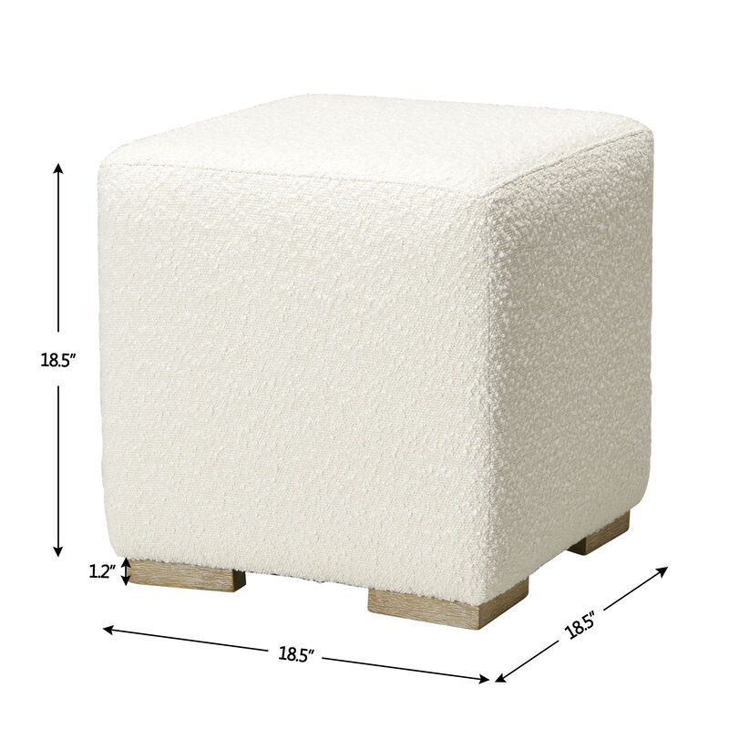 KINWELL 18.5" W Square Boucle Upholstered Ottoman Entryway Footstool image number 6