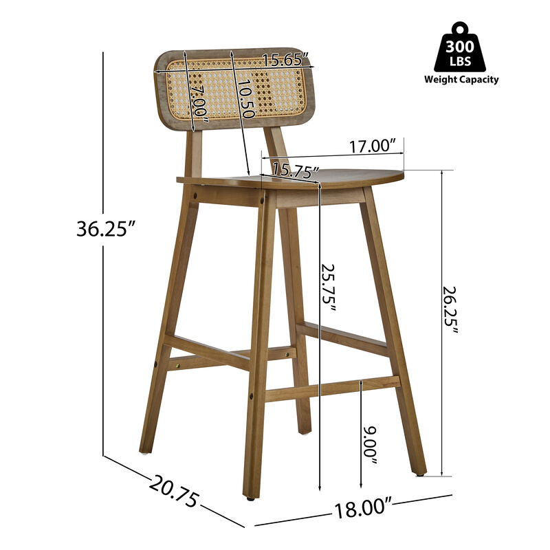 Merax 2 Pieces Wood Bar Stools Dining Chairs