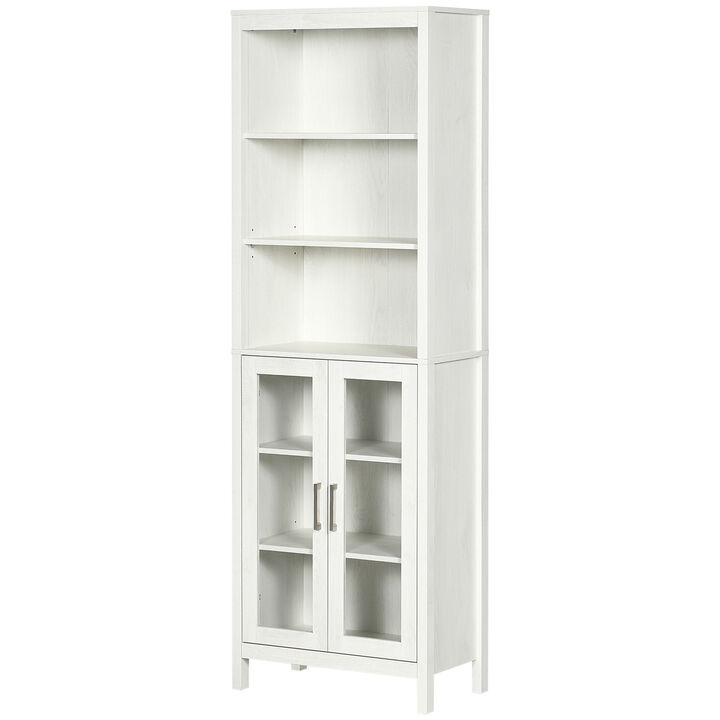 Tall Bathroom Storage Cabinet, Linen Tower with Adjustable Shelves, White