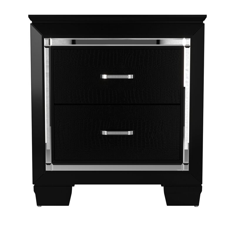 Streamdale Chic 1-Drawer Nightstand with Alligator-Embossed Fronts