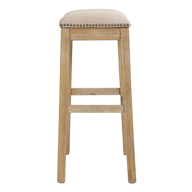 Bar Height Backless Swivel Stool with Solid Wood Construction for Kitchen or Pub