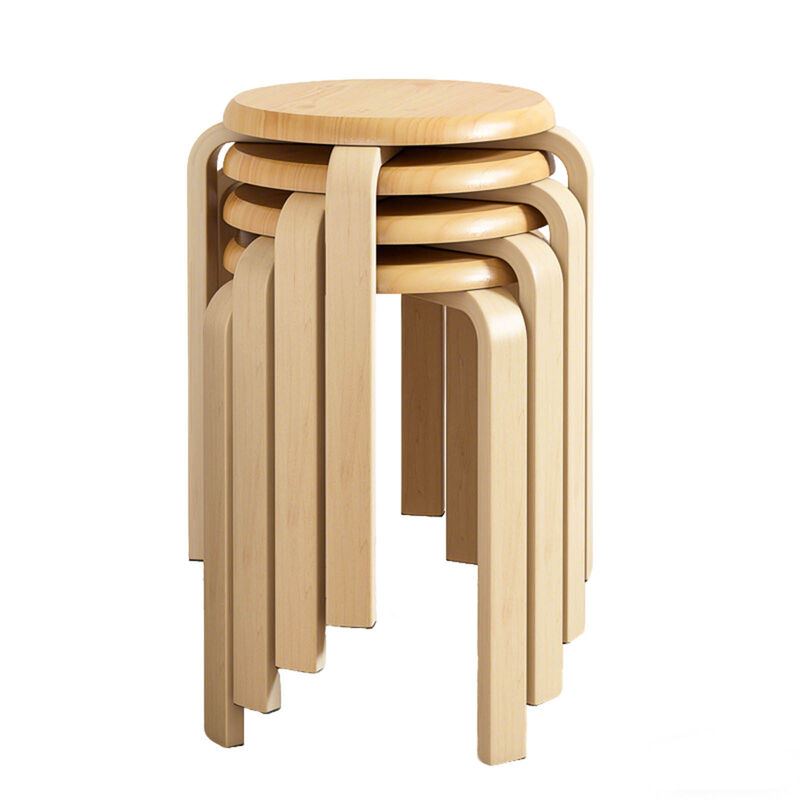 Verceb 4-Pack Stackable Bentwood Stools image number 0