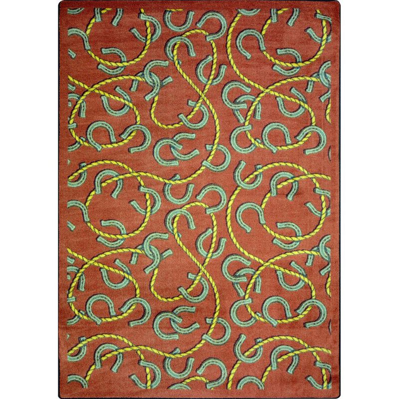 Joy Carpets Kaleidoscope Rodeo  Area Rug in Color Burgundy image number 0