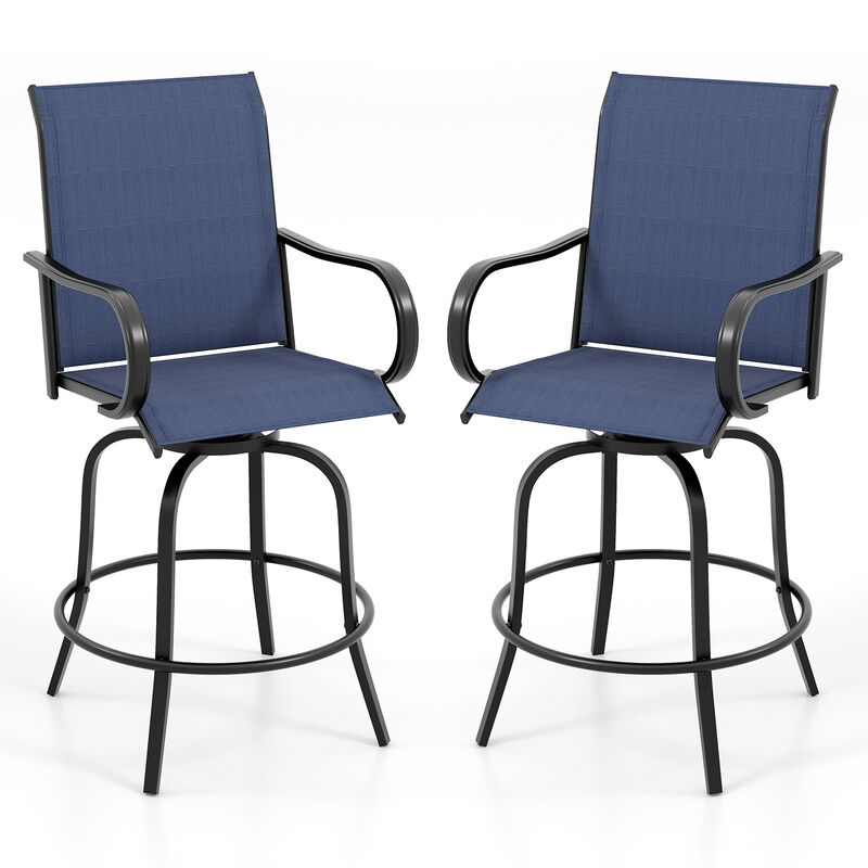 2 Pieces Patio 360 Rotation Swivel Bar Stool Set