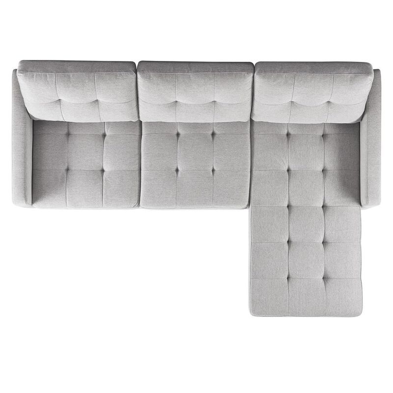 OS Home and Office Furniture Two Piece Upholstered Tufted L Shaped Sectional with Ottoman in Light Grey image number 6