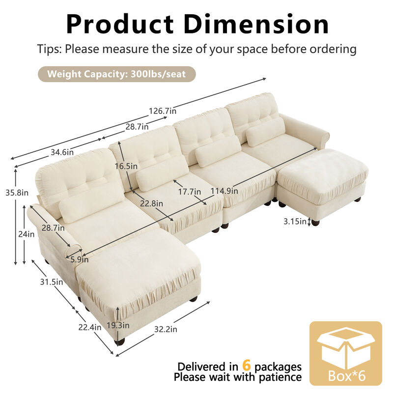 Jokceg Chenille U‑Shape Modular Sectional Sofa image number 9