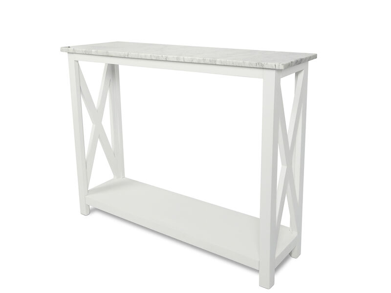 Agatha 39" White Rectangular Italian Carrara Console Table