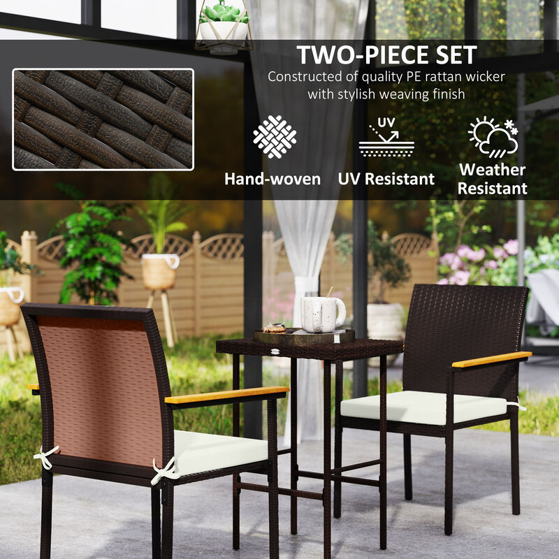 Set of 2 Outdoor Dining Chairs with Cushioned Seats, Perfect for Backyard, Deck, or Terrace
