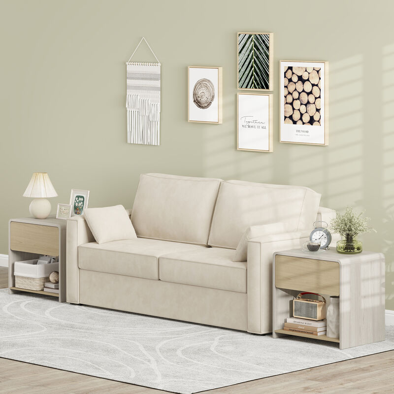 2-Tier Modern Style Nightstand with Drawer and Open Shelf