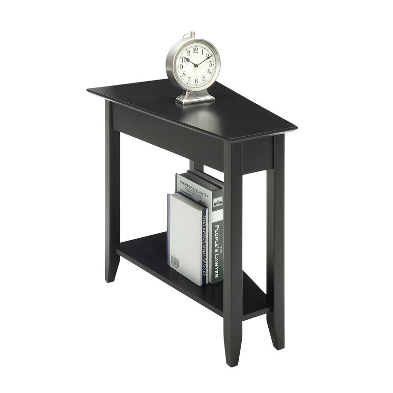 Convenience Concepts American Heritage Wedge End Table with Shelf, 24"L x 16"W x 24"H, Black