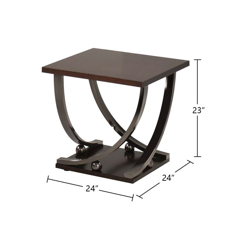 Simple Relax Square Wood End Table in Black Nickel Finish image number 3
