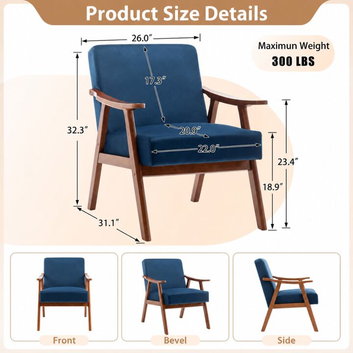 GOODSILO Mid-Century Modern Accent Chair, Wingback Lounge Chair with Thick Backrest for Living Room, Bedroom and Reading Spaces