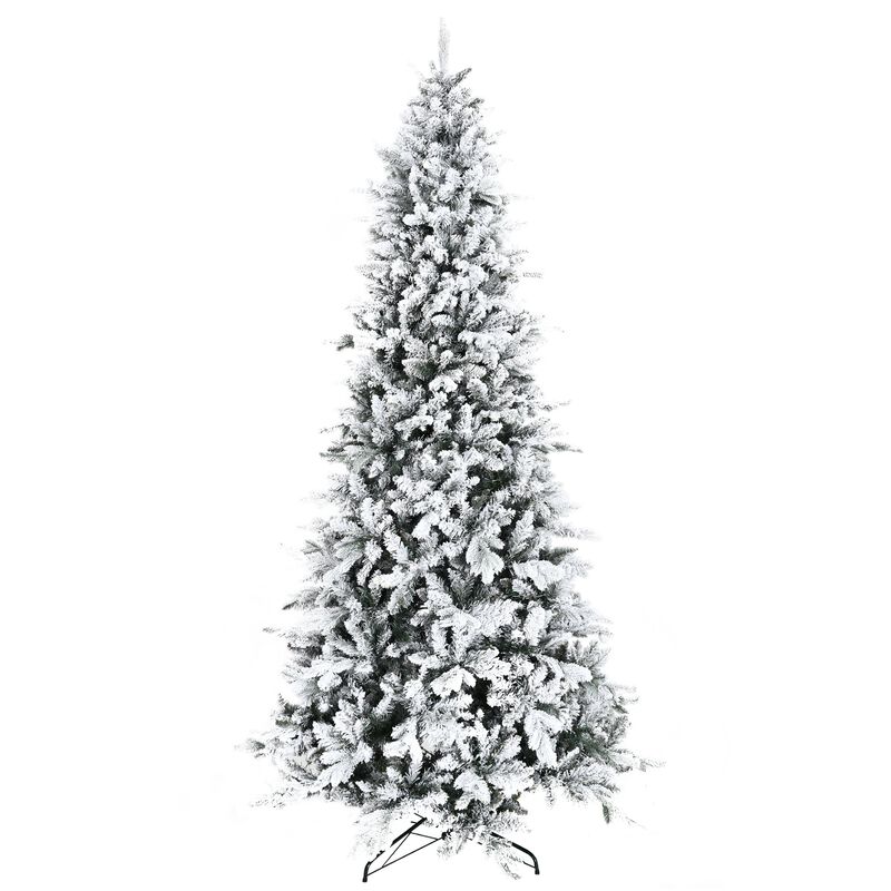 9 Foot Pine Snow Flocked Artificial Christmas Tree with 616 Realistic Cedar Branches
