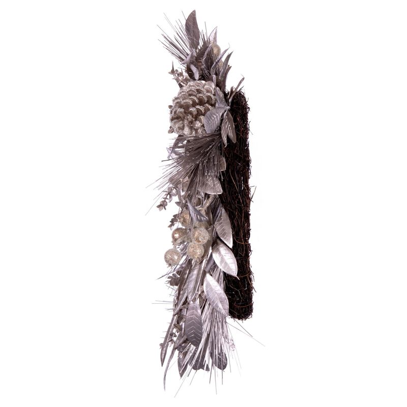 Vickerman 24" Artificial Silver Pinecone Needle Berry Christmas Wreath, Unlit image number 3