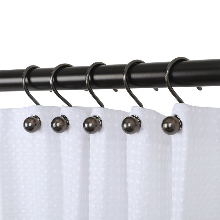 Utopia Alley Rust-Resistant Metal Shower Curtain Hooks, Decorative Round Base Design, Shower Hooks Hangers for Bathroom, Kitchen Utensils, Curtains, Clothing, Towels etc - Set of 12
