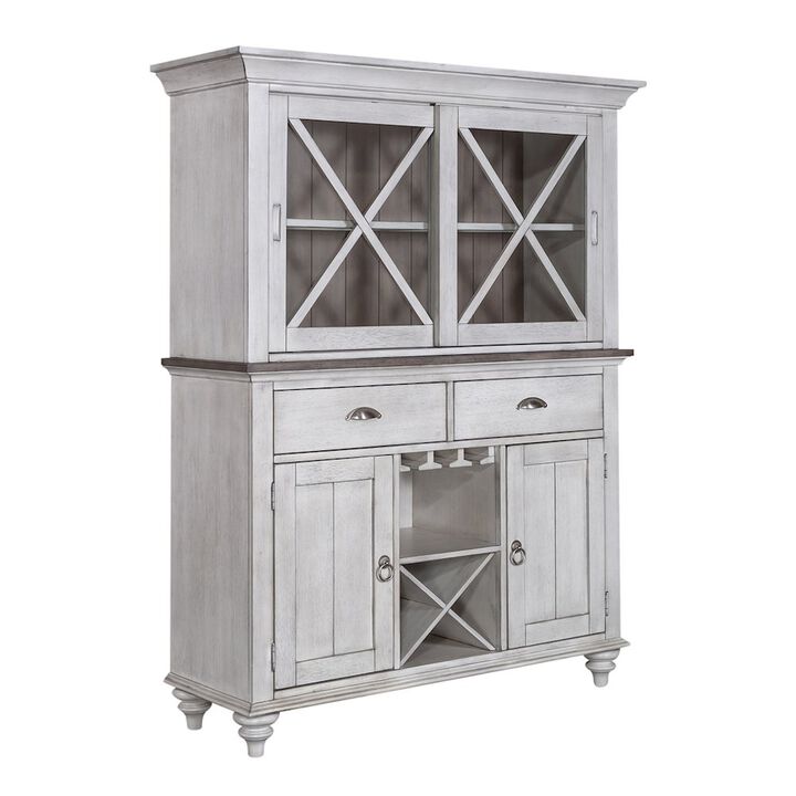 Liberty Furniture Hutch & Buffet in Rubberwood Solids w/ Pine Veneers