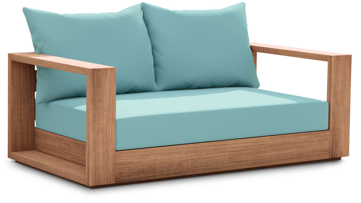 Meridian Furniture Tulum Blue Water Resistant Fabric Outdoor Loveseat