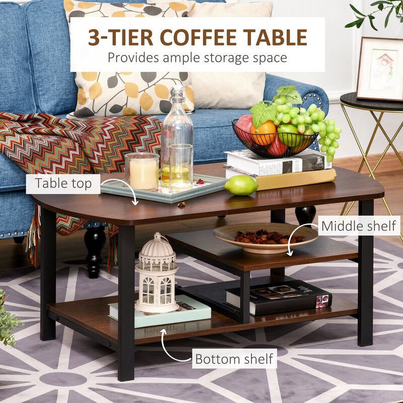 Dark Wood Vintage Table: Industrial Coffee Table with Storage