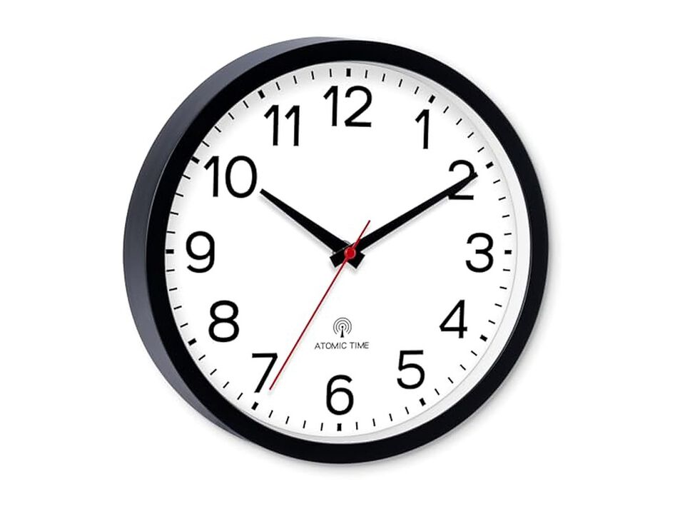 Atomic Black Wall Clock 12 Inch Battery Operated Living Room Decor