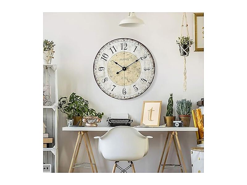 24 Inch Large Wall Clock Rustic Round Farmhouse Clocks Living Decor Silent Non image number 3
