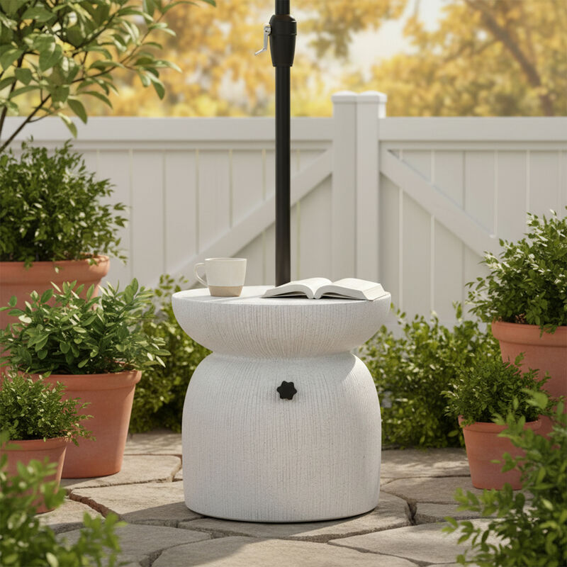 Christopher Knight Home Leonard Patio Lightweight Concrete Side Table with Umbrella Hole image number 1