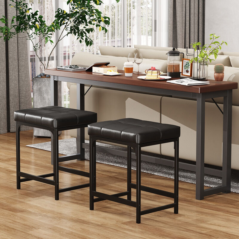 2 Pack Bar Stools, PU Leather Upholstered Breakfast Stools, Easy Assembly, Suitable for Kitchen, Bar, Dining Room, Entryway, Makeup Stool