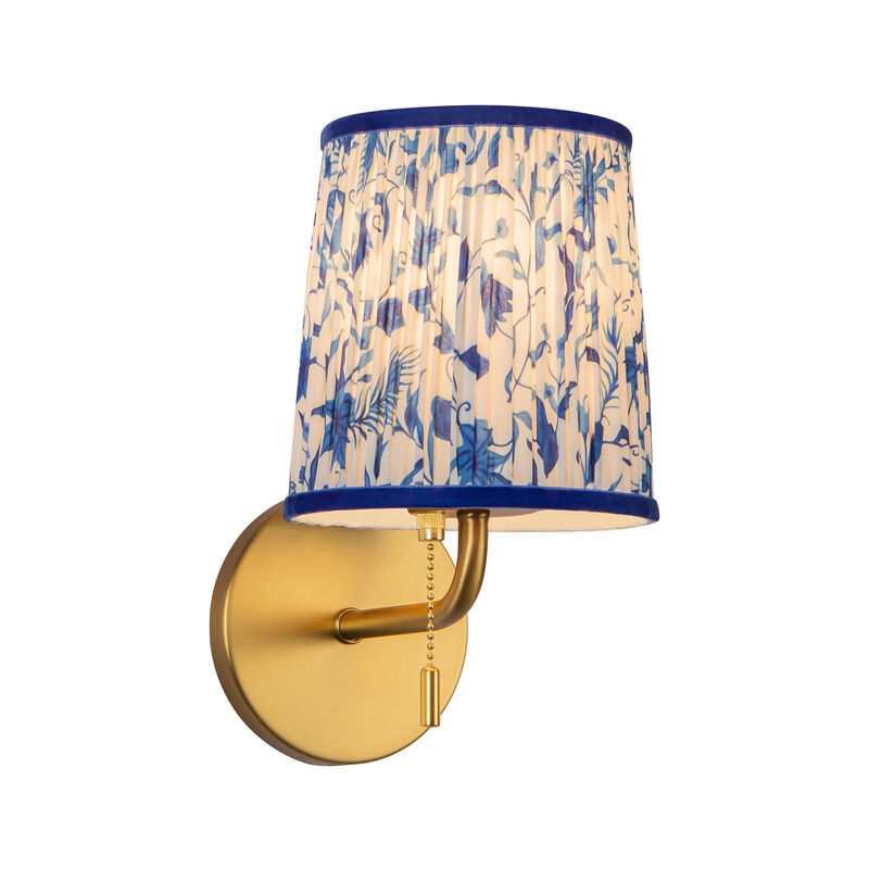 Scout 10-in Damp-Rated Wall/Vanity Light with Patterned Pleated Linen Shade image number 0