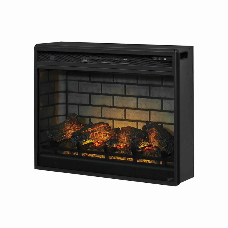 31.25 Inch Metal Fireplace Inset with 7 Level Temperature Setting, Black - Benzara