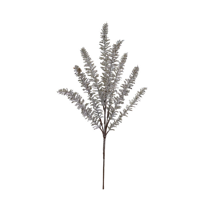 Faux Pine Stem with Glitter, Champagne Ice Finish