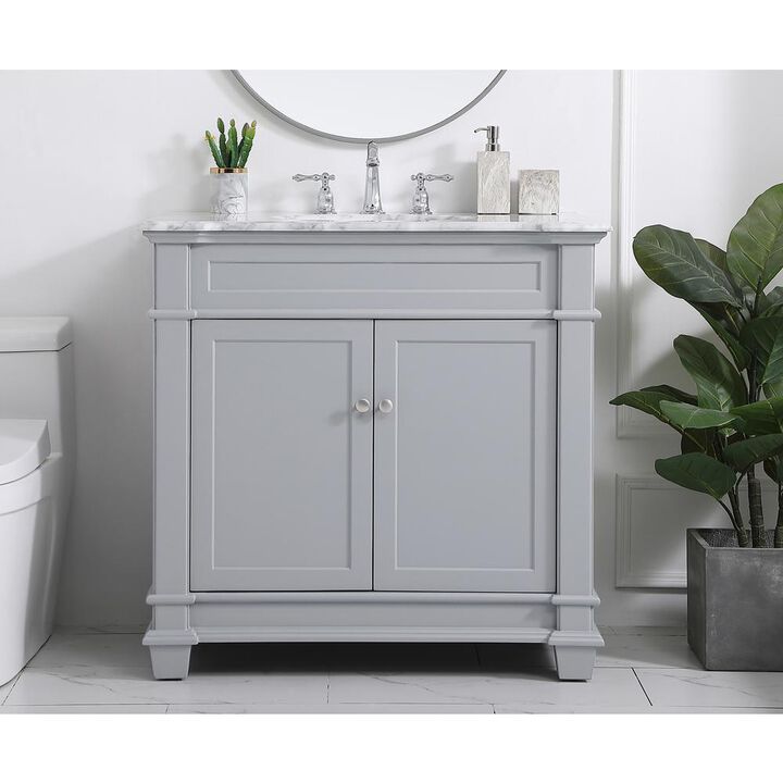 Elegant Kitchen and Bath 36 inch Single Bathroom Vanity set in Grey