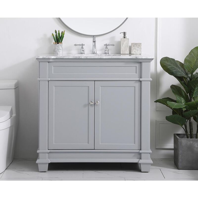 Elegant Kitchen and Bath 36 inch Single Bathroom Vanity set in Grey