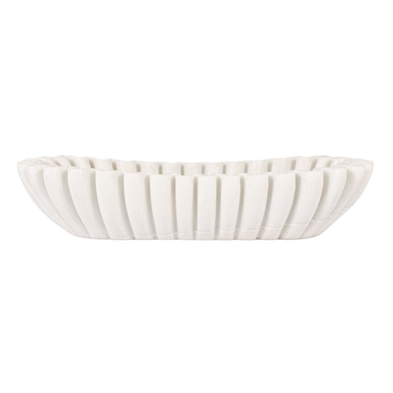 Marble Oval Ruffle Bowl, White image number 3