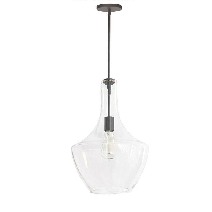 Dainolite 1LT Incandescent Pendant, MB, CLR Glass