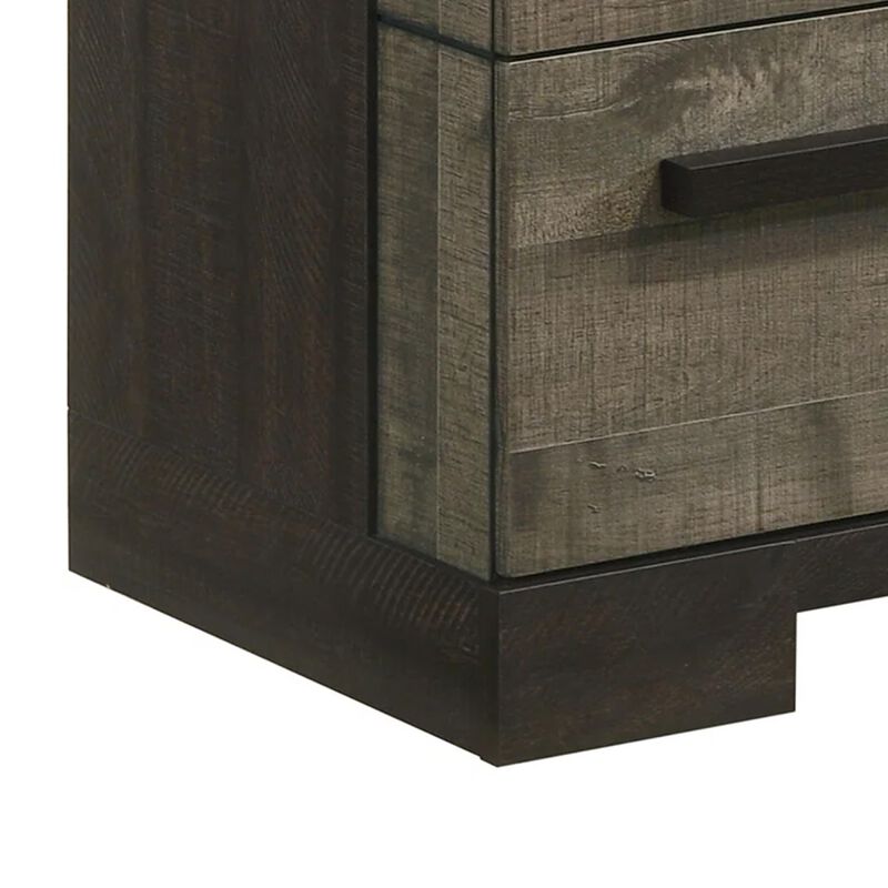 Ruthe Tall Dresser Chest with 4 Drawers, Ebony Black, Gray Wood