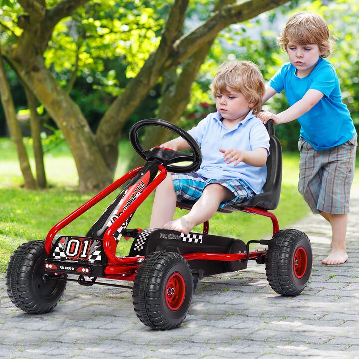 Adjustable Seat Pedal Powered Ride On Car with 4 Wheel Design