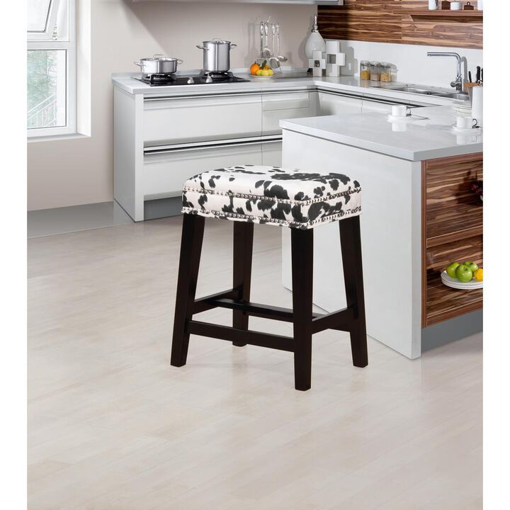 Linon Walt Black Cow Print Counter Stool