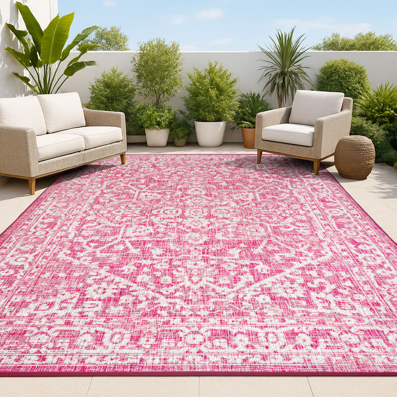 Malta Bohemian Medallion Textured Weave Indoor/Outdoor Area Rug