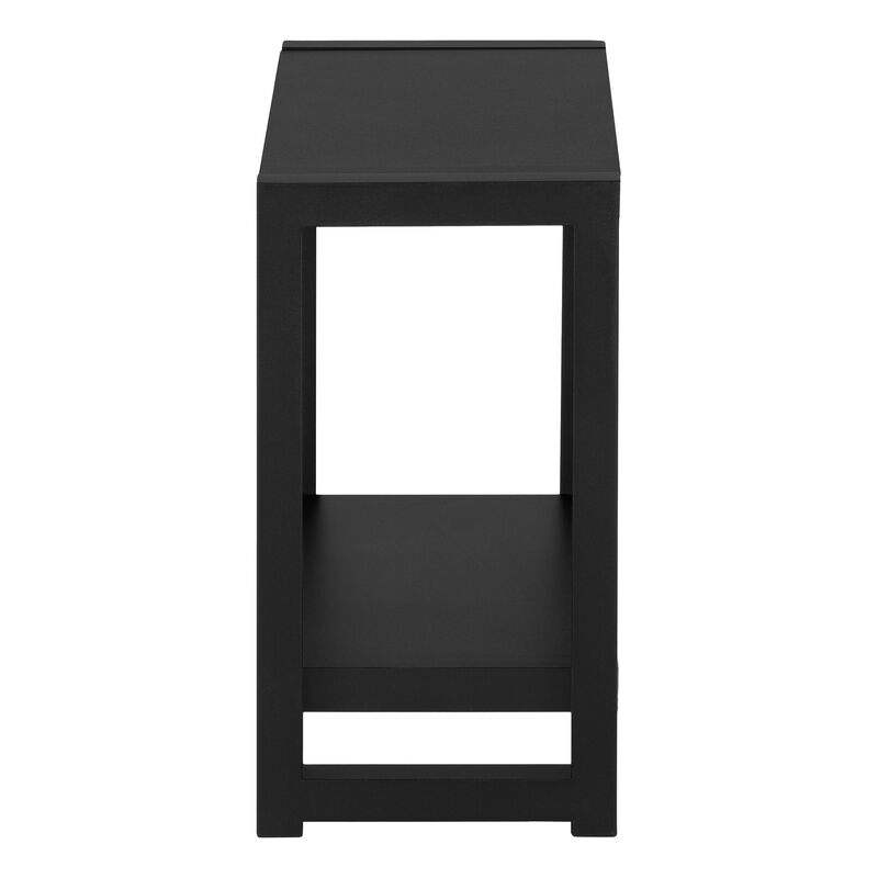 Monarch Specialties I 2081 Accent Table, Side, End, Narrow, Small, 2 Tier, Living Room, Bedroom, Metal, Laminate, Black, Contemporary, Modern