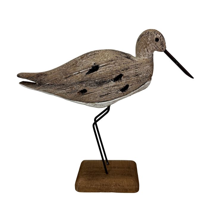 Decorative Sea Bird Figurine Weathered Wood Metal Coastal Statue 9 In