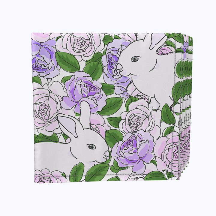 Fabric Textile Products, Inc. Napkin Set, 100% Polyester, Set of 4, Grandma Bunny Floral