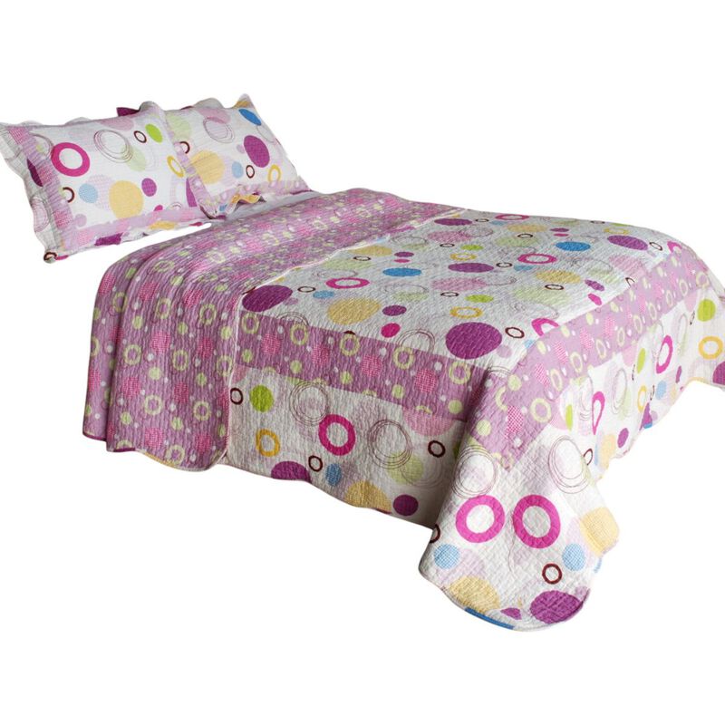 Queen Size Cotton 3-Piece Vermicelli Quilted Printed Quilt Set with Shams image number 1